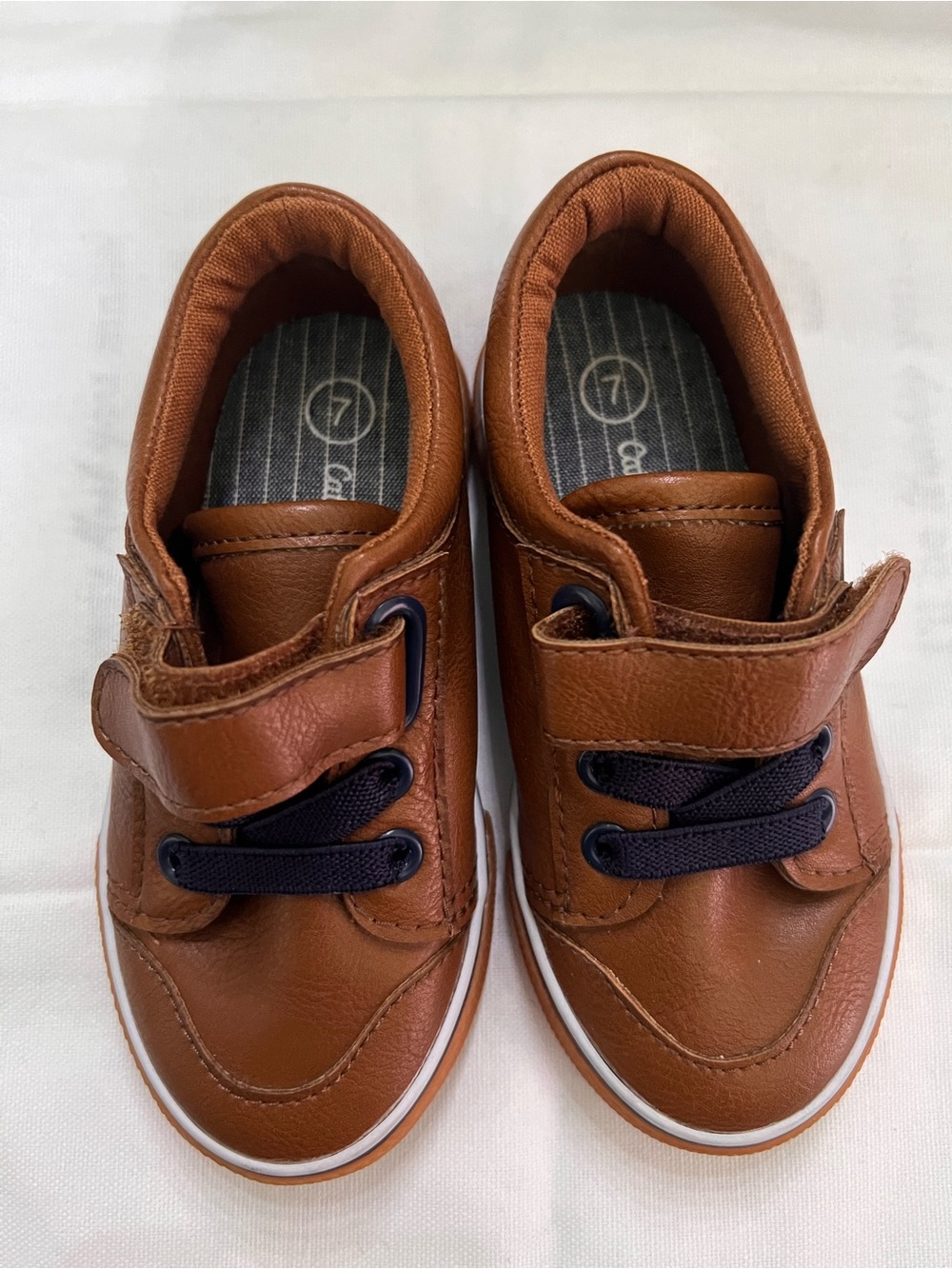 Cat & Jack Toddler Sneakers New Size 7 Brown Faux Leather Hook & Loop